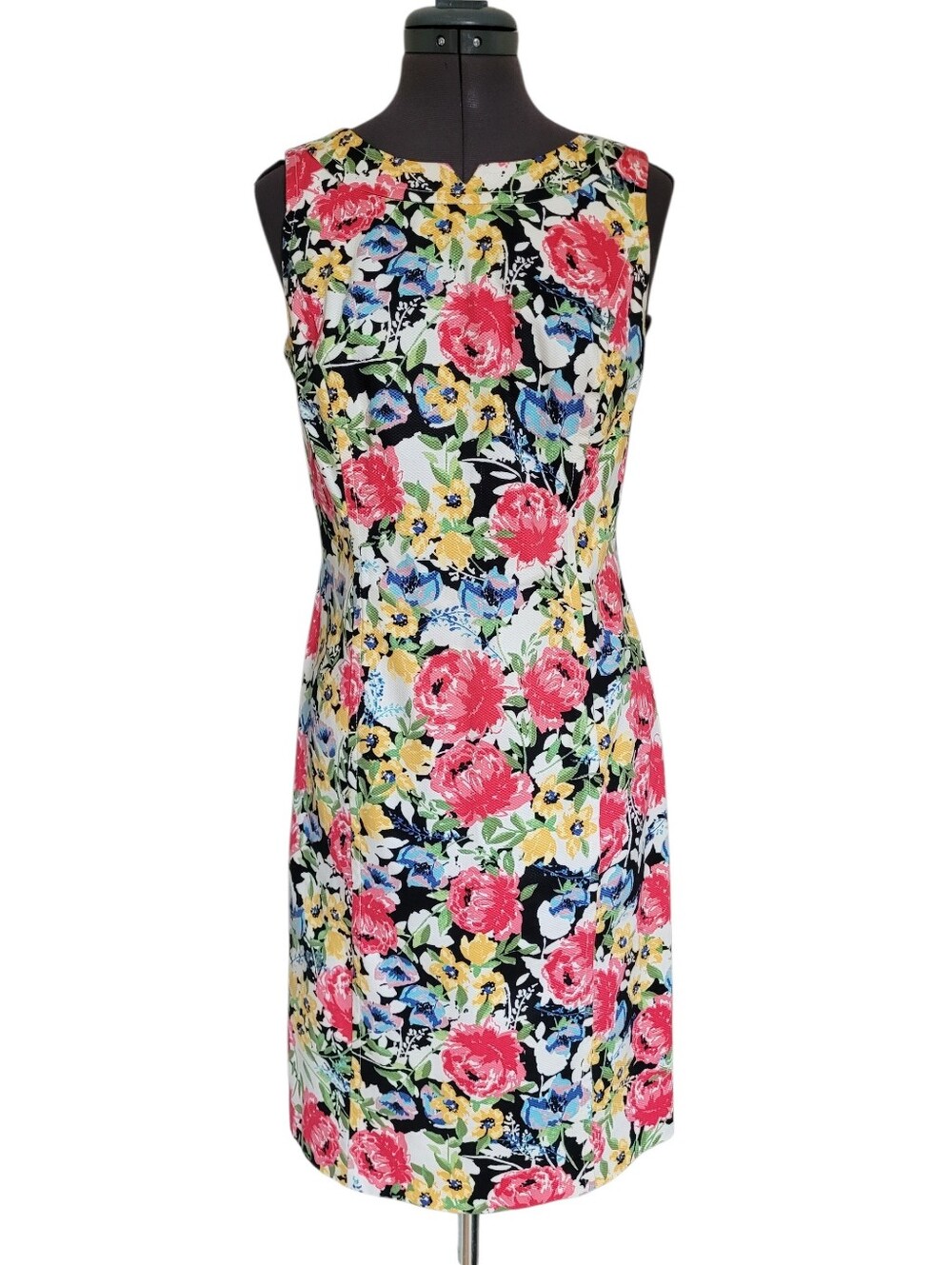 Talbots Cotton 6P Vibrant Floral Print Sleeveless Dress Wedding Guest Romantic